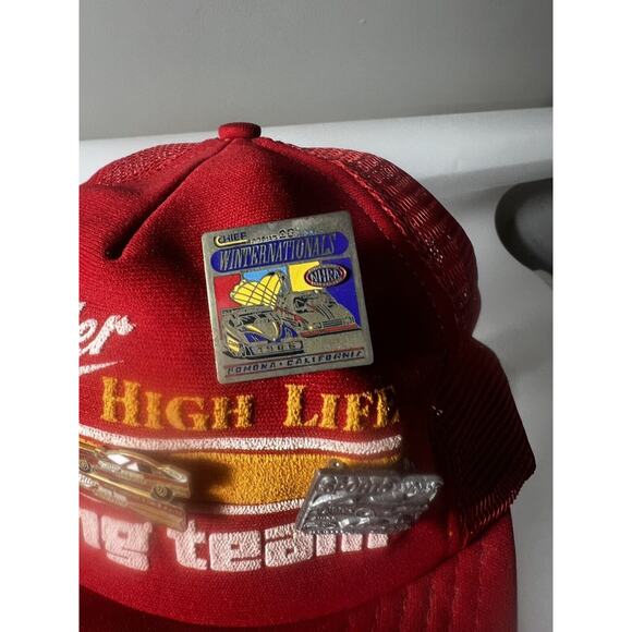 Vintage 1980’s Miller High Life Racing Hat w/ Drag Pins Pomona Nationals No Foam - Picture 3 of 9